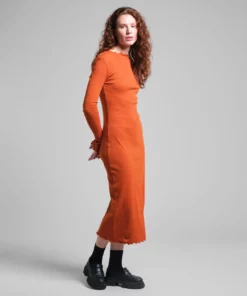 Dedicated Rib Dress Lofta Cinnamon Orange