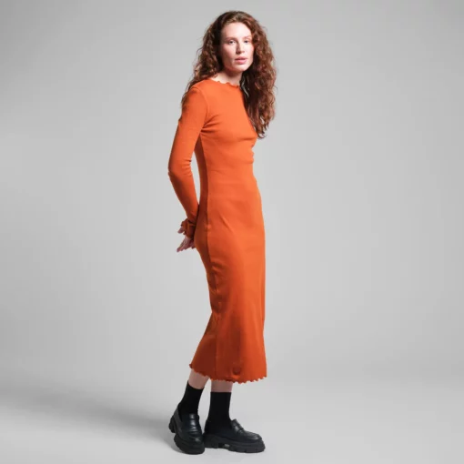 Dedicated Rib Dress Lofta Cinnamon Orange