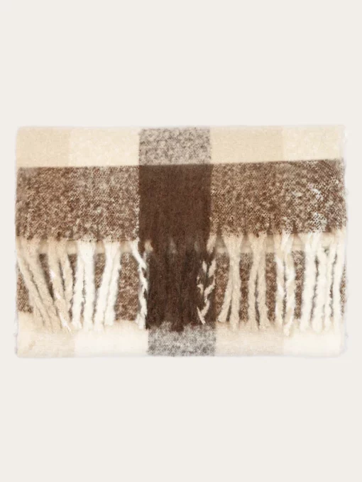 Knowledge Cotton Apparel Checked Scarf Brown Check