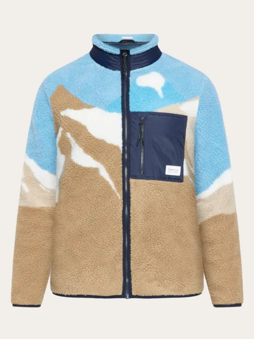 Knowledge Cotton Apparel Loose Mountain Teddy Jacket Blue