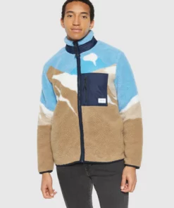 Knowledge Cotton Apparel Loose Mountain Teddy Jacket Blue