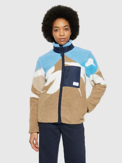 Knowledge Cotton Apparel Loose Mountain Teddy Jacket Blue