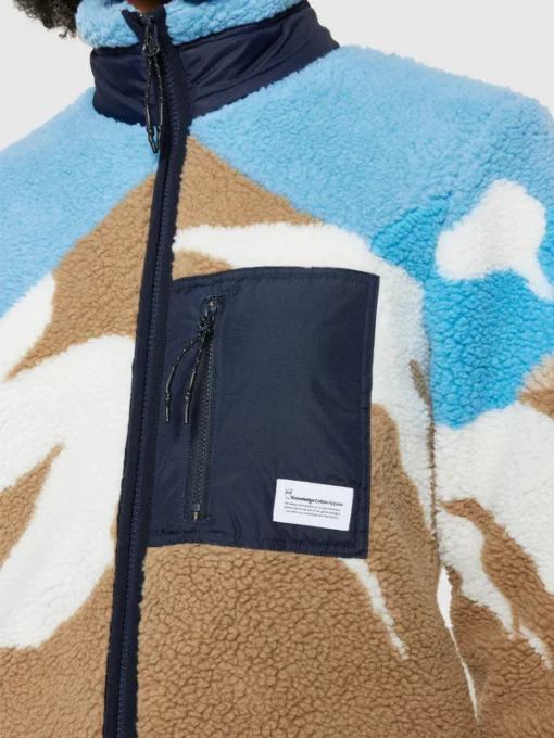 Knowledge Cotton Apparel Loose Mountain Teddy Jacket Blue