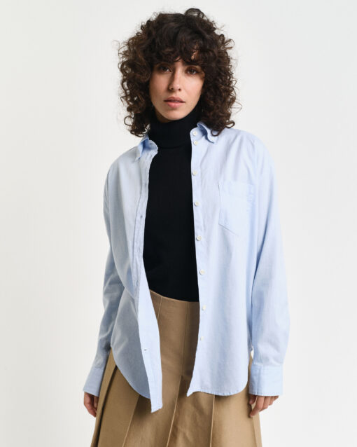 Gant Woman Luxury Oxford Stripe Shirt Muted Blue