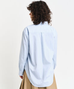 Gant Woman Luxury Oxford Stripe Shirt Muted Blue