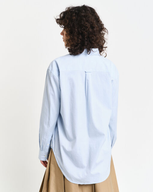 Gant Woman Luxury Oxford Stripe Shirt Muted Blue