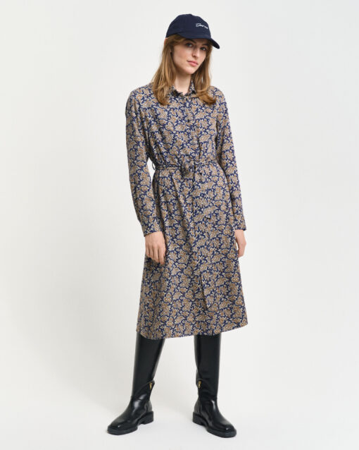 Gant Woman Paisley Shirt Dress Persian Blue