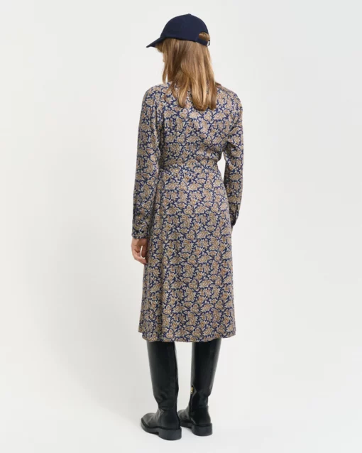 Gant Woman Paisley Shirt Dress Persian Blue