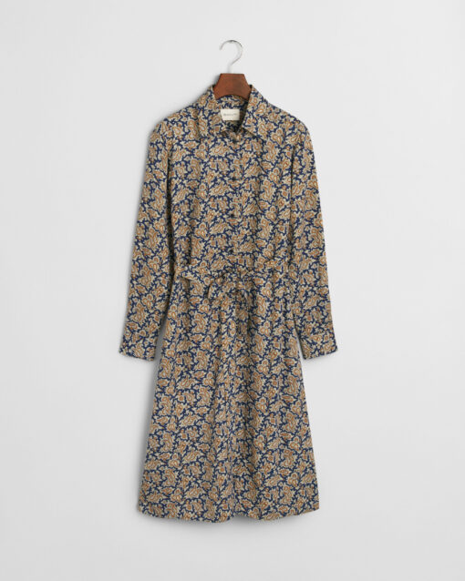 Gant Woman Paisley Shirt Dress Persian Blue