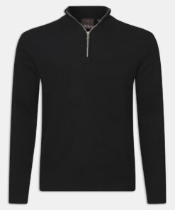 Oscar Jacobson Patton Half Zip Knit Black