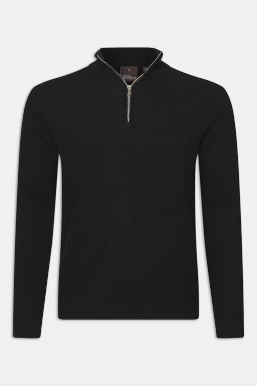 Oscar Jacobson Patton Half Zip Knit Black