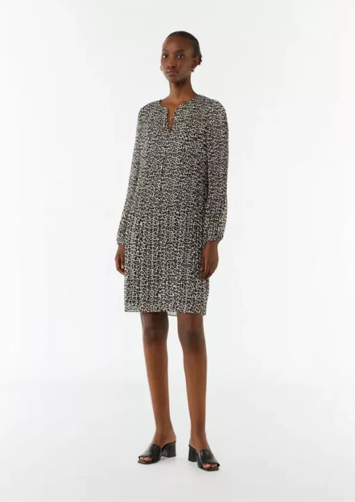Comma, Leopard Chiffon Dress Beige