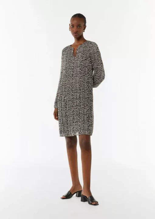 Comma, Leopard Chiffon Dress Beige