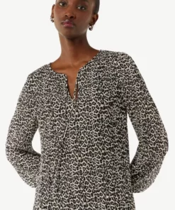 Comma, Leopard Chiffon Dress Beige