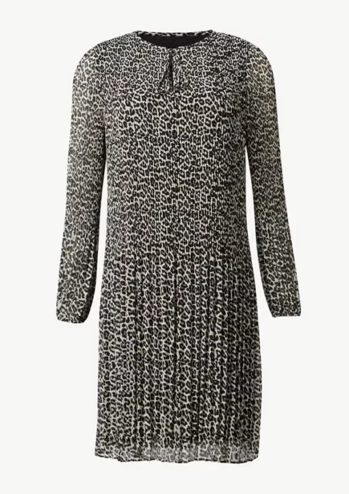 Comma, Leopard Chiffon Dress Beige