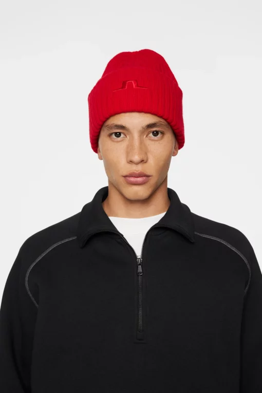 J.Lindeberg Jive Wool Beanie Barbados Cherry
