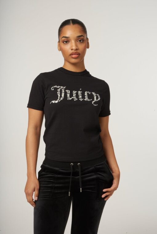 Juicy Couture Diamante Jewel Logo Girlfriend T-shirt Black