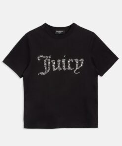Juicy Couture Diamante Jewel Logo Girlfriend T-shirt Black