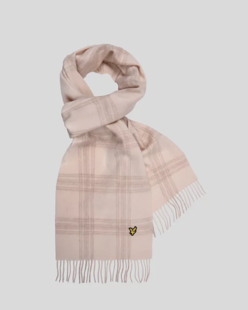 Lyle & Scott Check Lambswool Scarf Light Mist/ Heritage Taupe
