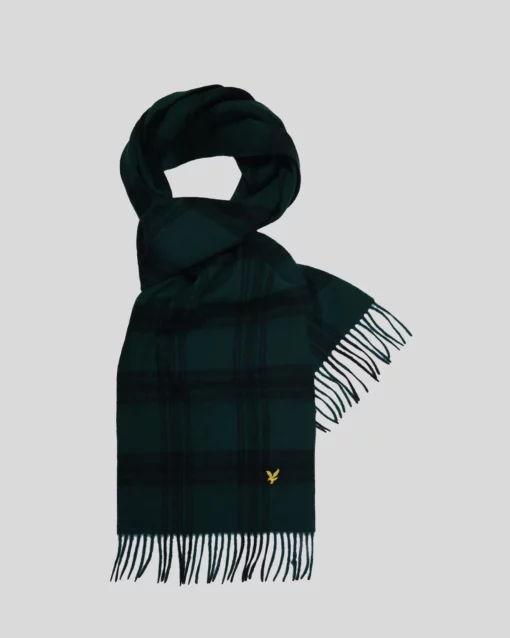 Lyle & Scott Check Lambswool Scarf Argyle Teal/ Jet Black