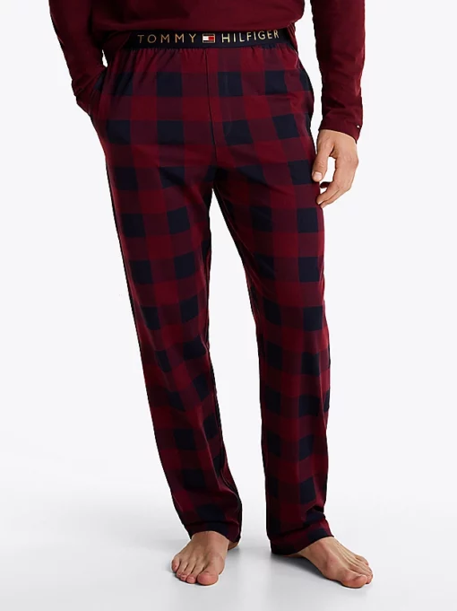 Tommy Hilfiger Original Jersey Pyjama Pants Buffalo Check Deep Rouge