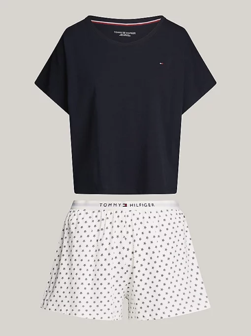 Tommy Hilfiger Original Short SLeeve Pyjama Set Desert Sky/Star Ancient White Aop