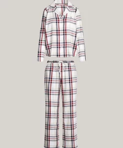 Tommy Hilfiger Flannel Pyjama + Slippers Set Heritage Check Ivory
