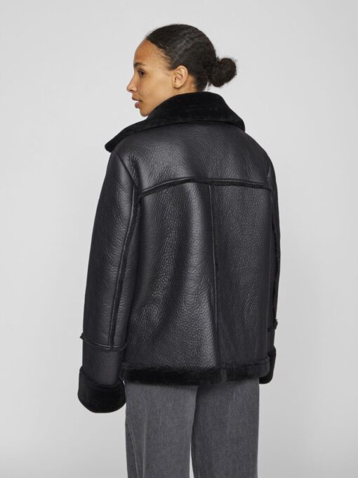Vila Avi Fake Leather Jacket Black