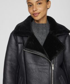 Vila Avi Fake Leather Jacket Black