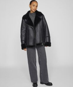 Vila Avi Fake Leather Jacket Black