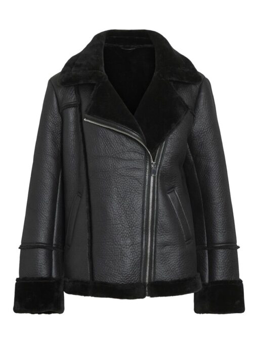 Vila Avi Fake Leather Jacket Black