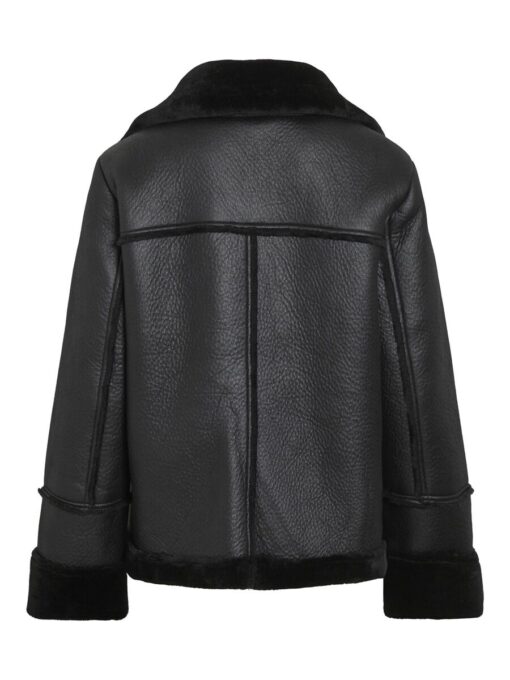 Vila Avi Fake Leather Jacket Black