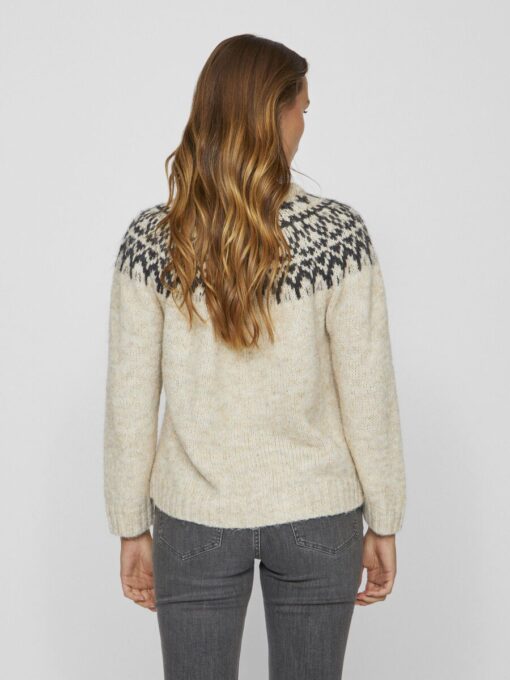 Vila Ejla Jaquard Knit Top Super Light Natural Melange