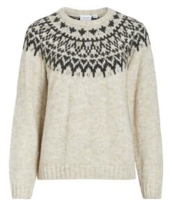 Vila Ejla Jaquard Knit Top Super Light Natural Melange