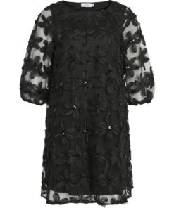 Vila Flora 3/4 Short Dress Black