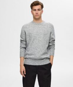 Selected Homme Rai Crew Neck Knit Light Grey Melange