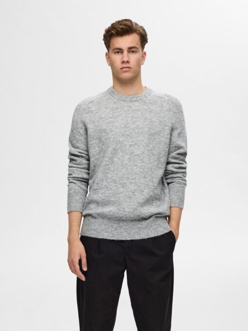 Selected Homme Rai Crew Neck Knit Light Grey Melange