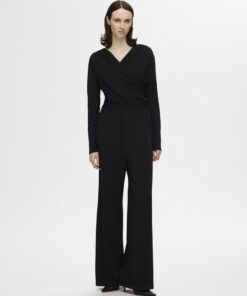 Selected Femme Rana LS Wrap Jumpsuit Black
