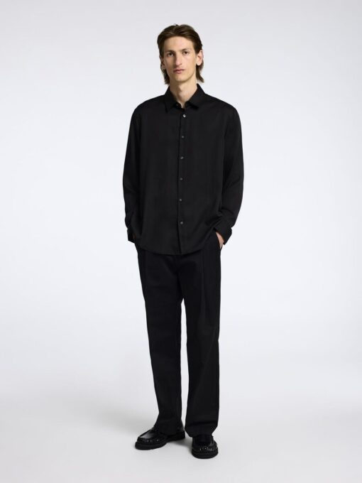 Selected Homme Relax Charlie Satin Shirt Black