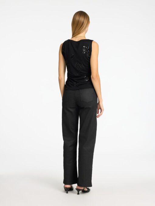 Selected Femme Malli Applique Top Black