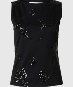 Selected Femme Malli Applique Top Black