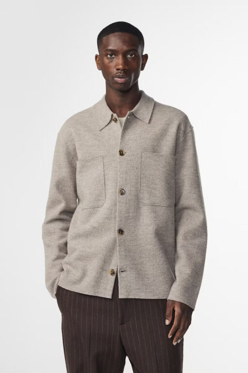 NN.07 Jonas Boiled wool Overshirt Khaki Beige