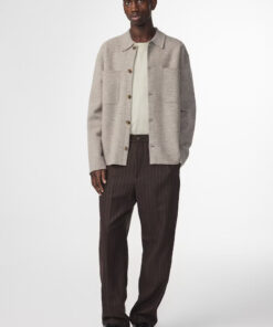NN.07 Jonas Boiled wool Overshirt Khaki Beige