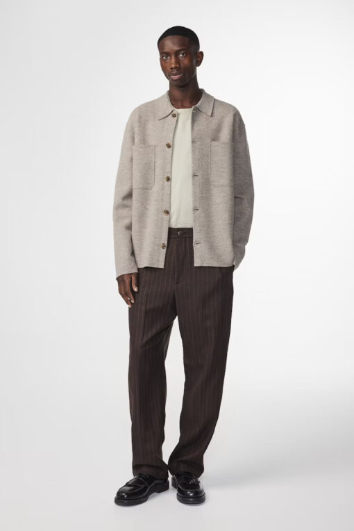 NN.07 Jonas Boiled wool Overshirt Khaki Beige