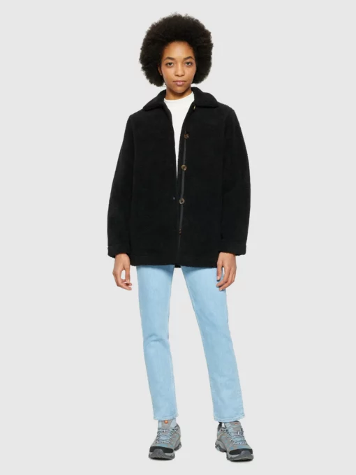Knowledge Cotton Apparel Teddy Overshirt Jacket Black Jet