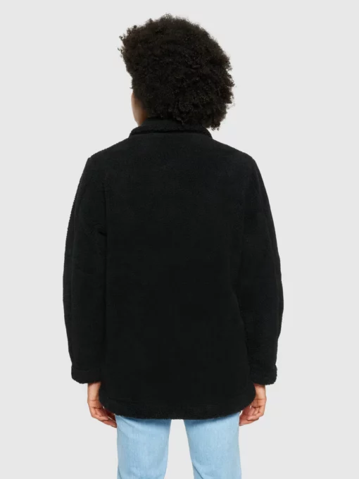 Knowledge Cotton Apparel Teddy Overshirt Jacket Black Jet