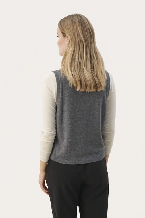Part Two Keyja Pullover Waiscoat Medium Grey Melange