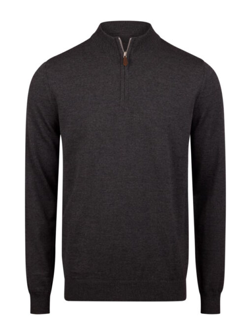 Stenströms Dark Grey Merino Wool Half Zip