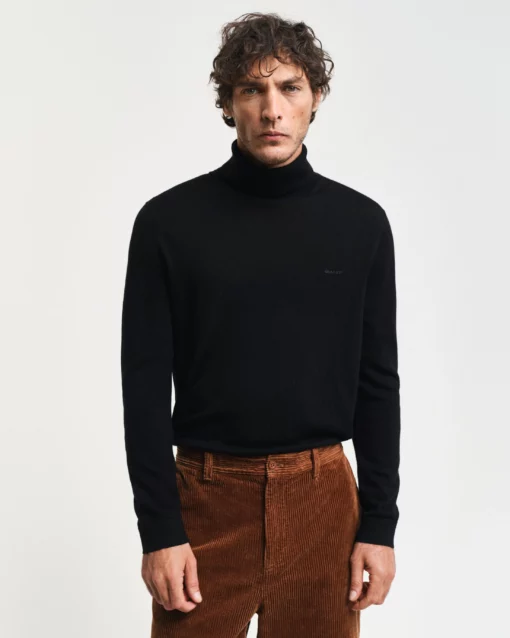 Gant Extrafine Merino Turtle Neck Jumper Black