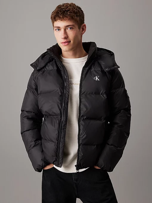 Calvin Klein Hooded Down Puffer Jacket Black